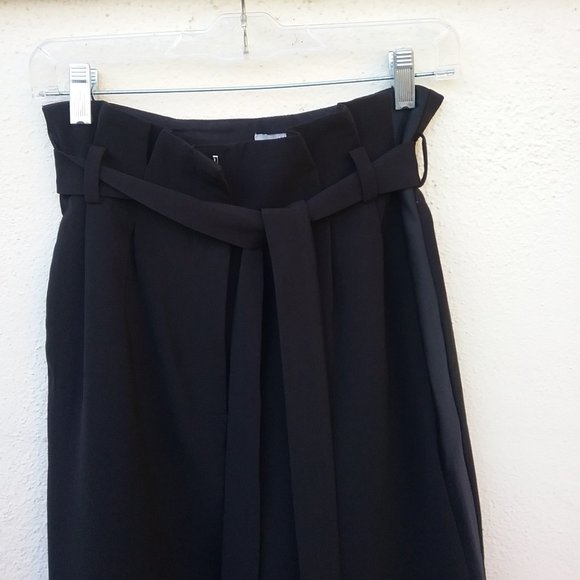 NWOT Black Paper Bag High Waisted Tuxedo Pants - Picture 3 of 16